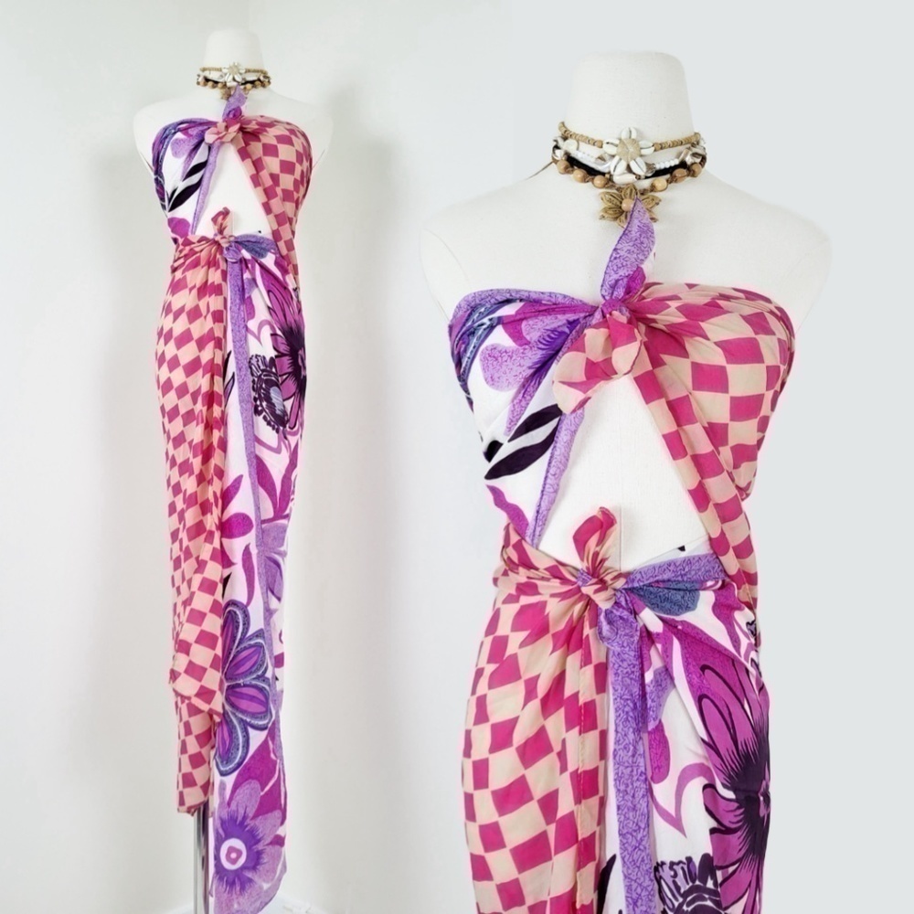 Vintage Silk Scarf Set Rectangular Top dress beach resort tie
